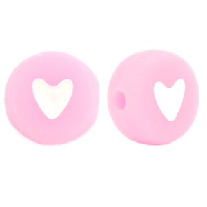 Letterkralen acryl hartjes soft pink, 6 stuks
